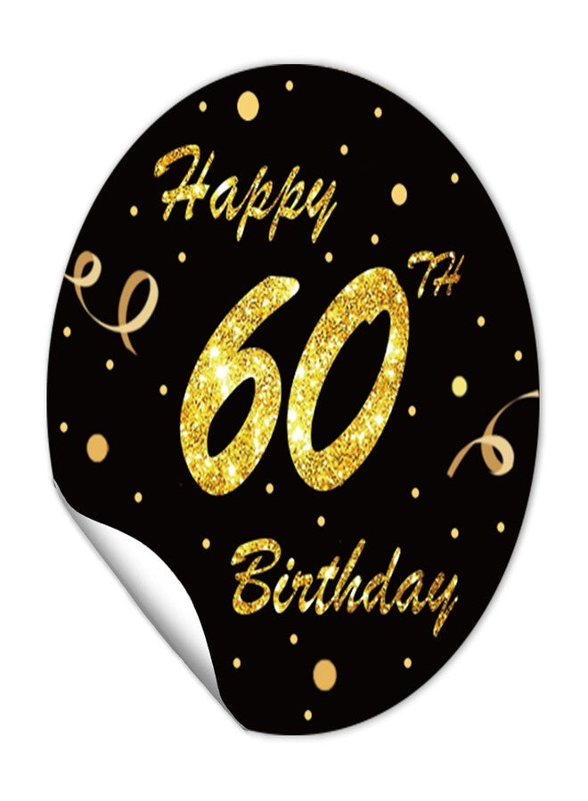 REWIDPARTY 1.5 Inch Round Black Gold 60th Birthday Stickers (80 Pieces) - Waterproof, Indoor/Outdoor, Perfect for Party Decorations, Scrapbook, Custom Style, Floral Theme - Image 1
